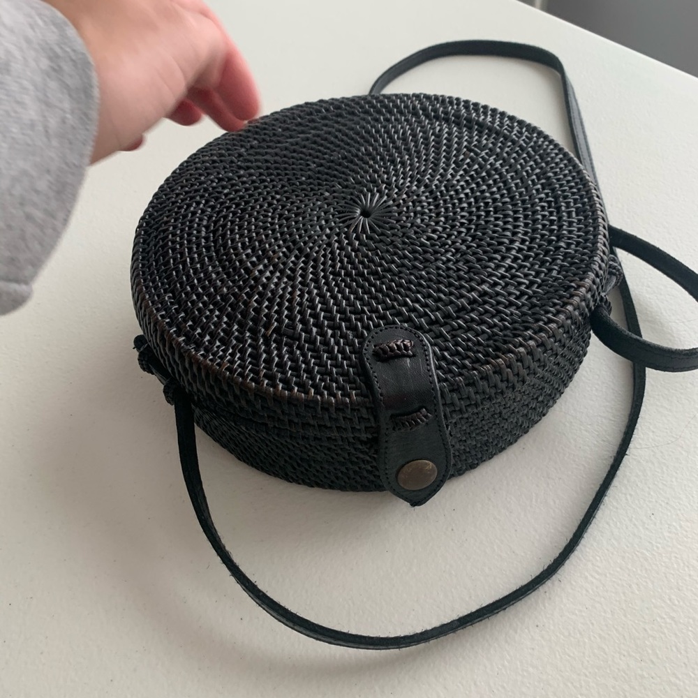 Black woven box purse